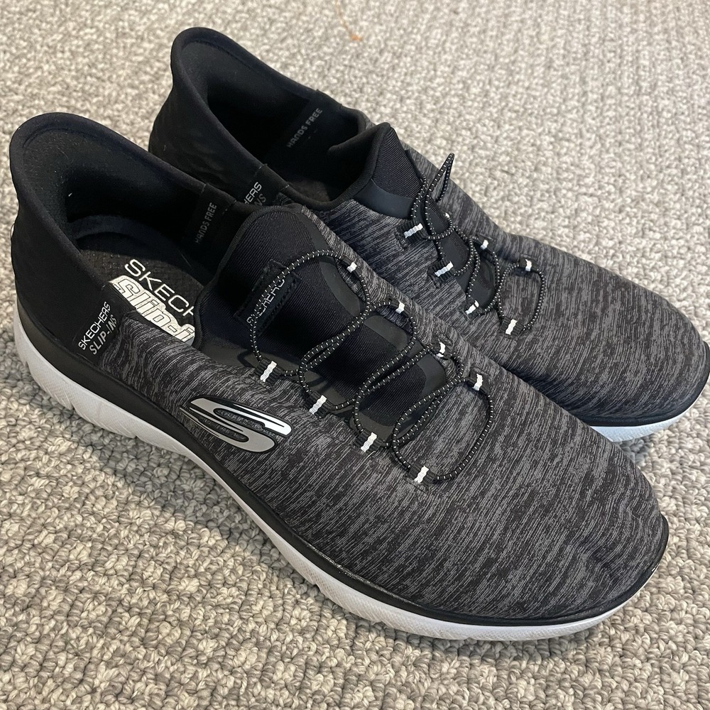 Skechers Sneakers Womens 9 Slip In Wife For Air Cooled Heather Gray Black Shoes